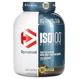 Dymatize, ISO 100加水分解化、100%ホエイタンパク質アイソレート、グルメチョコレート、5 Lbs (2.3 kg) 