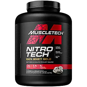 MuscleTech, Nitro Tech（ニトロテック）、100％ホエイゴールド、クッキーアンドクリーム、2.50kg（5.51ポンド）